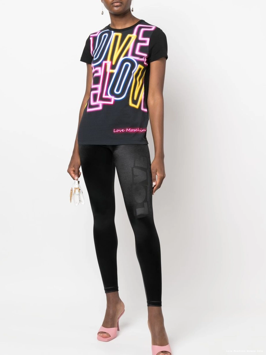 Cheap satin-finish leggings Women Love logo Moschino print 0324